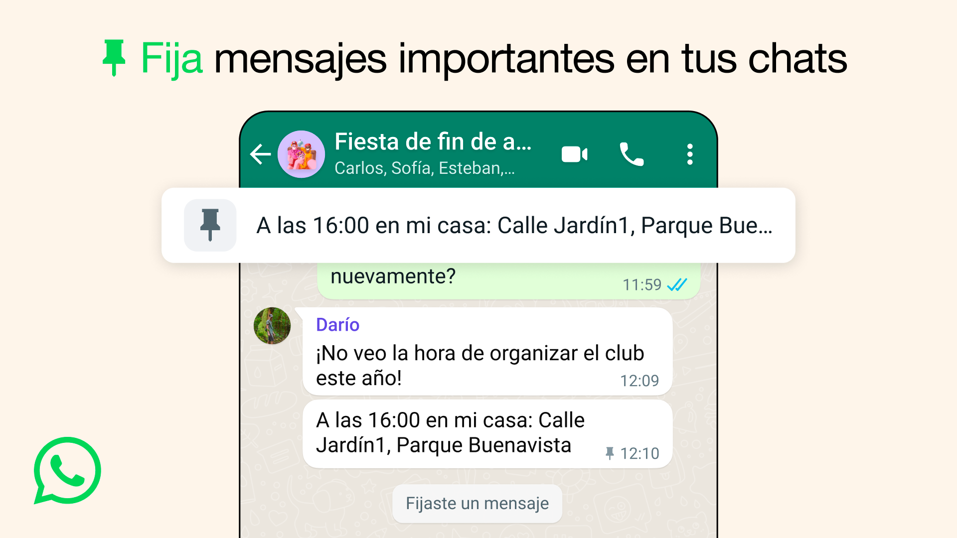 WhatsApp ahora permite fijar mensajes dentro de un chat.