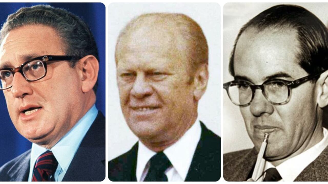 Henry Kissinger, Gerald Ford y Alfonso Michelsen.