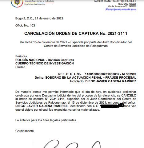 Diego Cadena, abogado del expresidente Uribe, sigue en libertad.