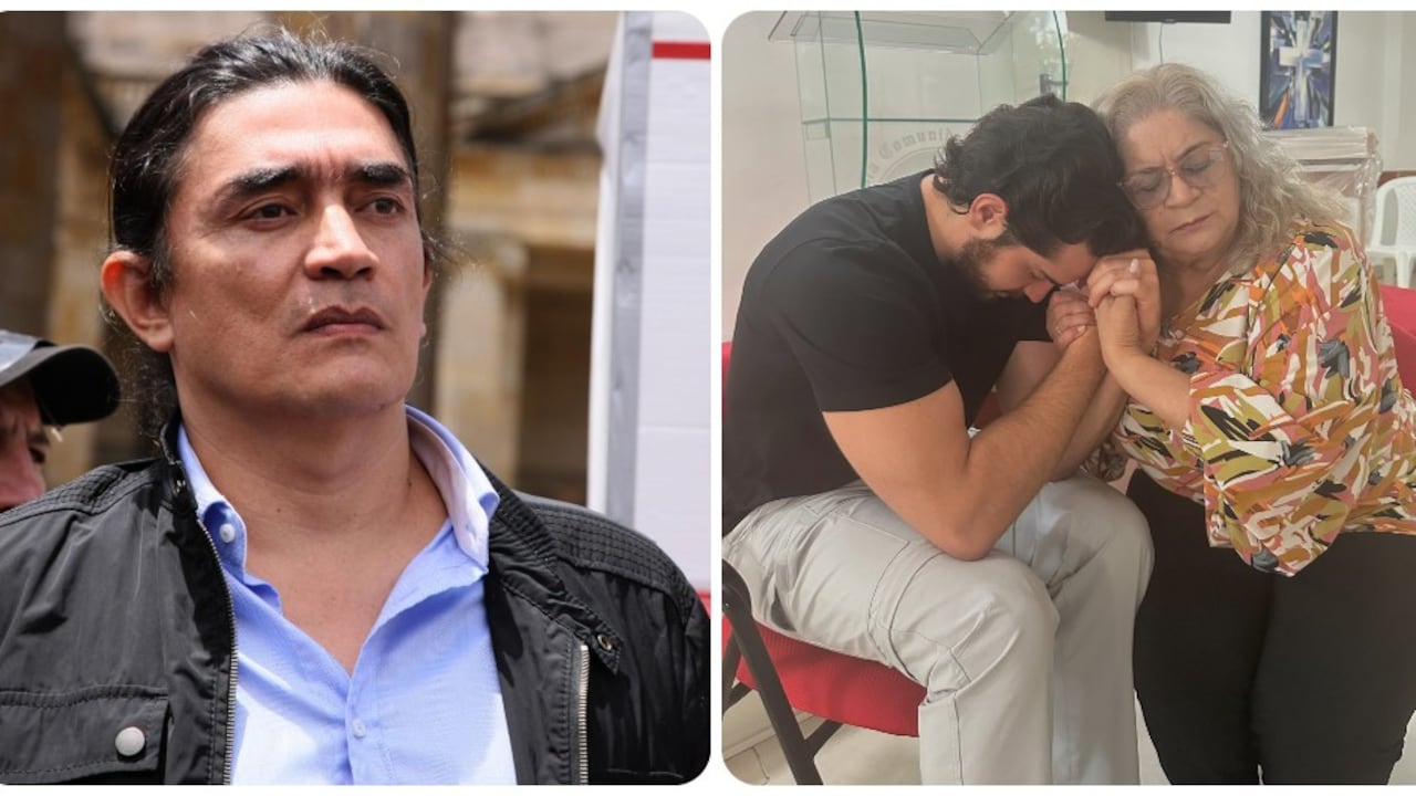 Gustavo Bolívar (izq.), y el hijo de María Fernanda Cabal y su pastora (der.)