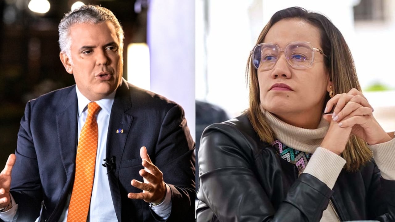 De izquierda a derecha: el expresidente Iván Duque y la ministra Carolina Corcho.
