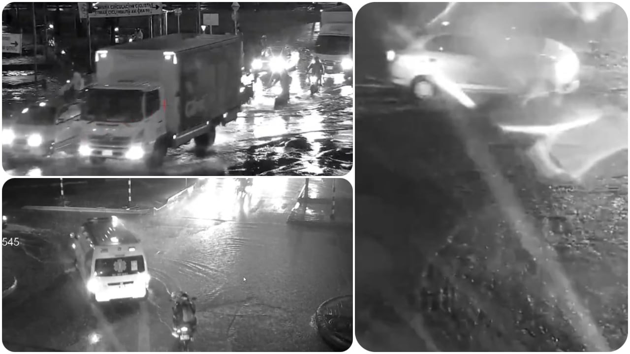 Vías inundadas en Bogotá.