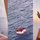 Momento en que los balseros se acercan al crucero.