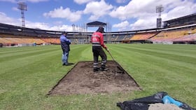 Así avanzan los trabajos de la grama del estadio El Campín.