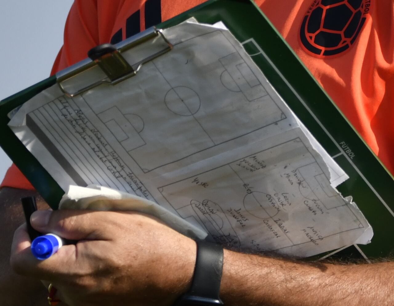 El 'papelito' de Néstor Lorenzo que se filtró en las fotos de la Selección Colombia