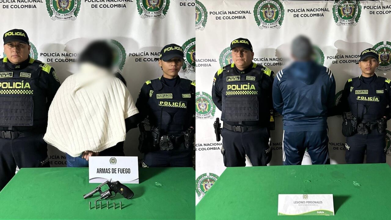 Pareja capturada tras riña en supermercado de Bogotá.