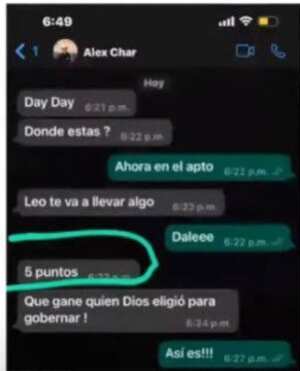 Chat en el que aparece Alex Char