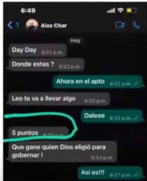 Chat en el que aparece Alex Char