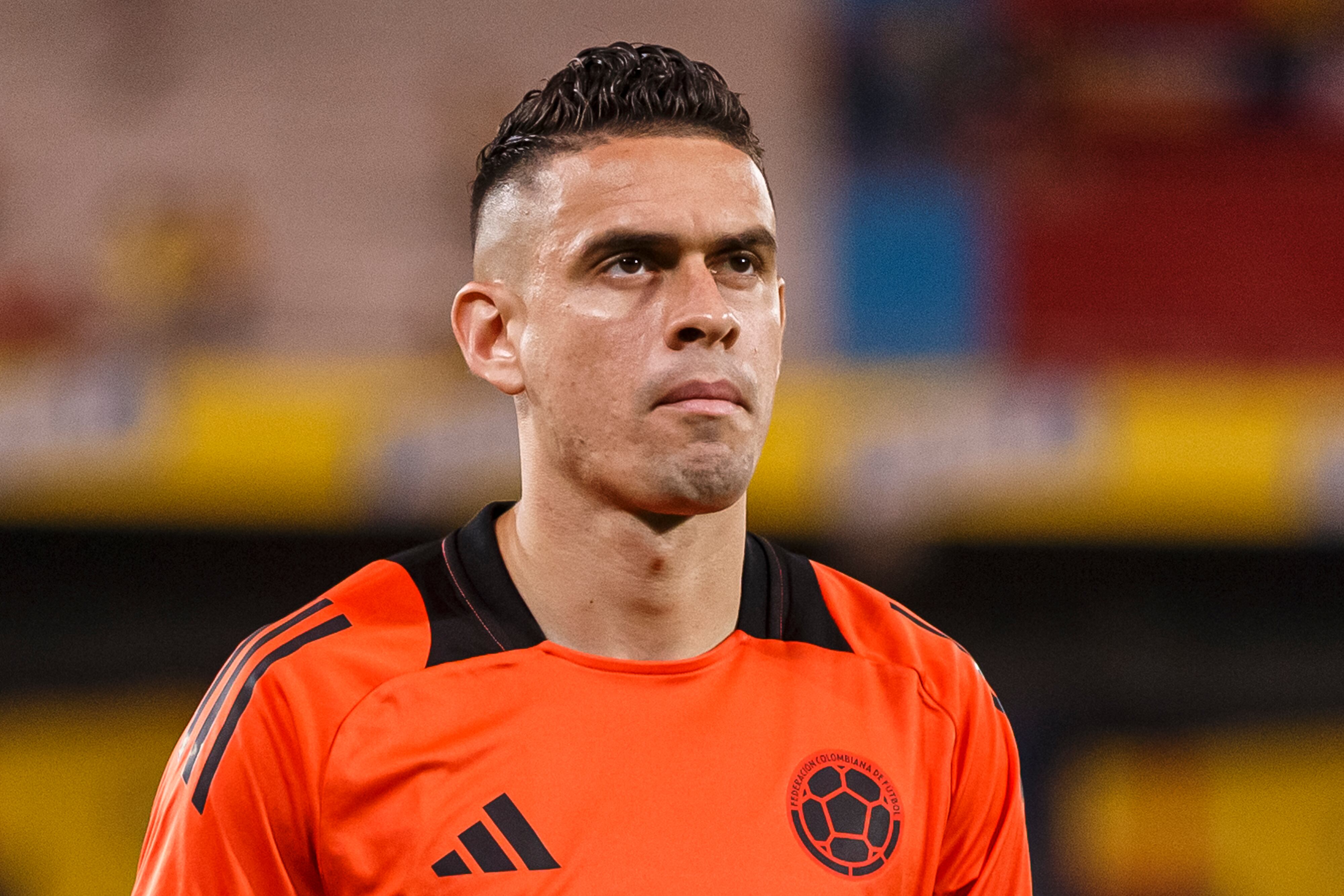 BARRANQUILLA, COLOMBIA - SEPTEMBER 10: Rafael Borre of Colombia exercise after the FIFA World Cup 2026 Qualifier match between Colombia and Argentina at Roberto Melendez Metropolitan Stadium on September 10, 2024 in Barranquilla, Colombia. (Photo by Martín Fonseca/Eurasia Sport Images/Getty Images)