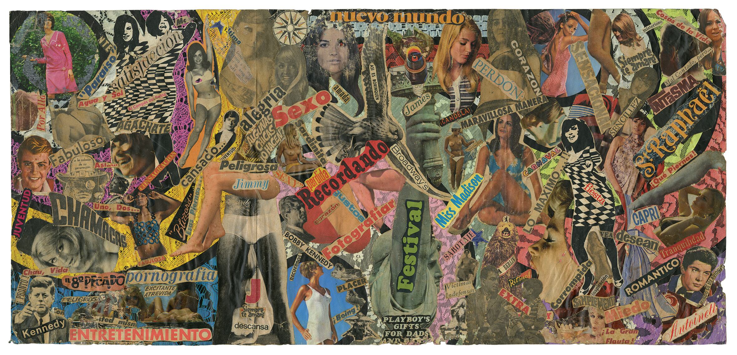 Sin título (Recordando), ca. 1968. Édgar Álvarez. Collage (recortes de periódicos y revistas).  Colección Leticia y Stanislas Poniatowski.