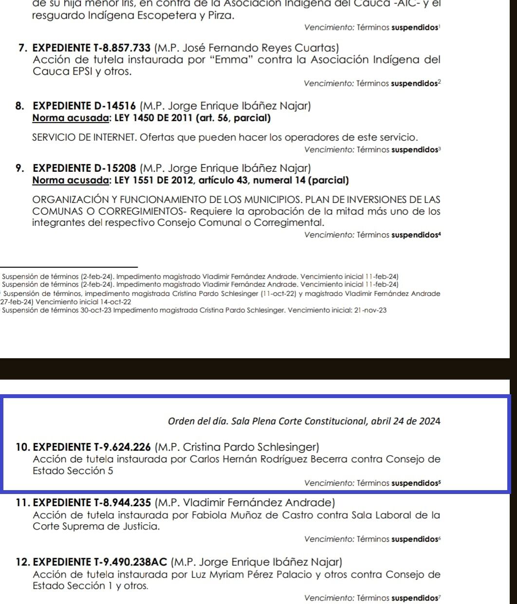 CORTE CONSTITUCIONAL ESTUDIARÁ TUTELA DE CARLOS RODRÍGUEZ CONTRA EL FALLO QUE LO SACÓ DE LA CONTRALORÍA