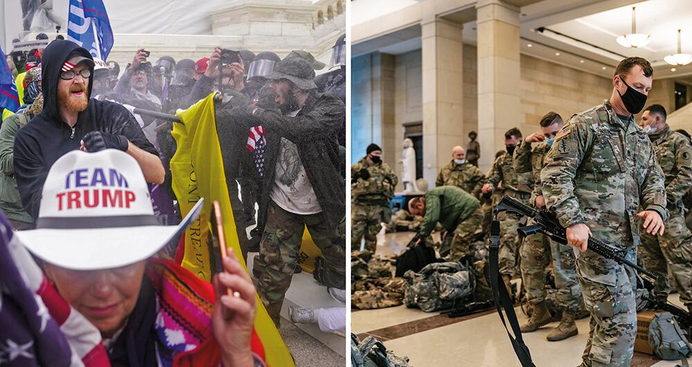 Tras los disturbios en el Capitolio, esta semana el recinto se convirtió en un cuartel. Varios militares dormían en el suelo donde días antes merodearon los fanáticos de Trump.
