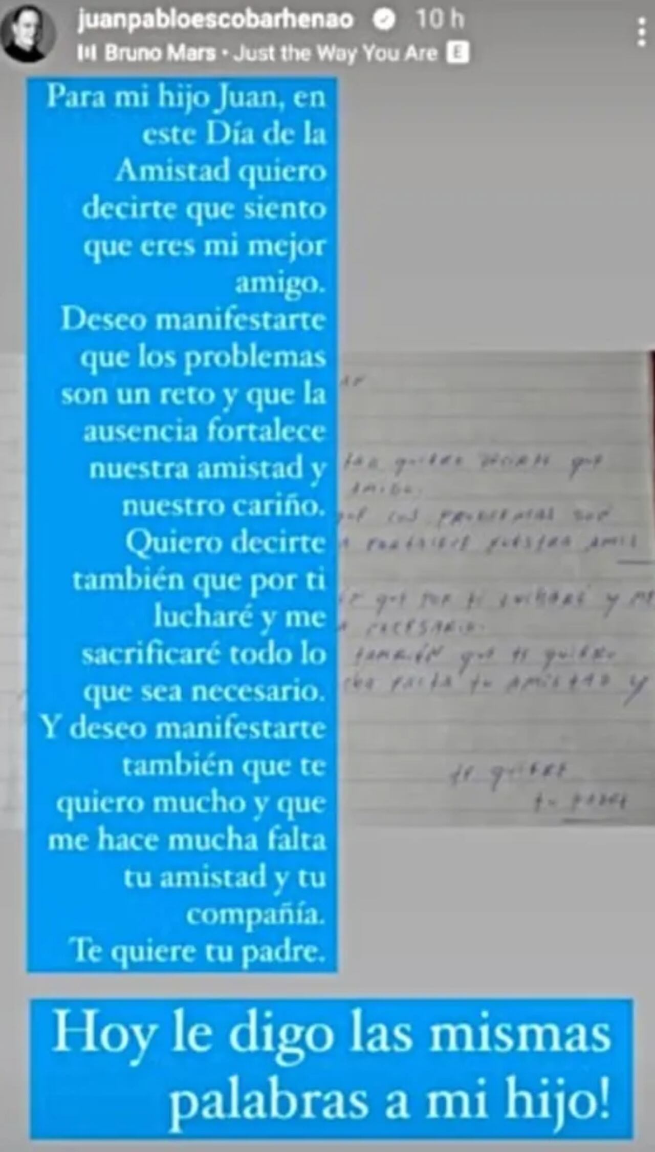 Esto fue lo que escribió el narcotraficante.