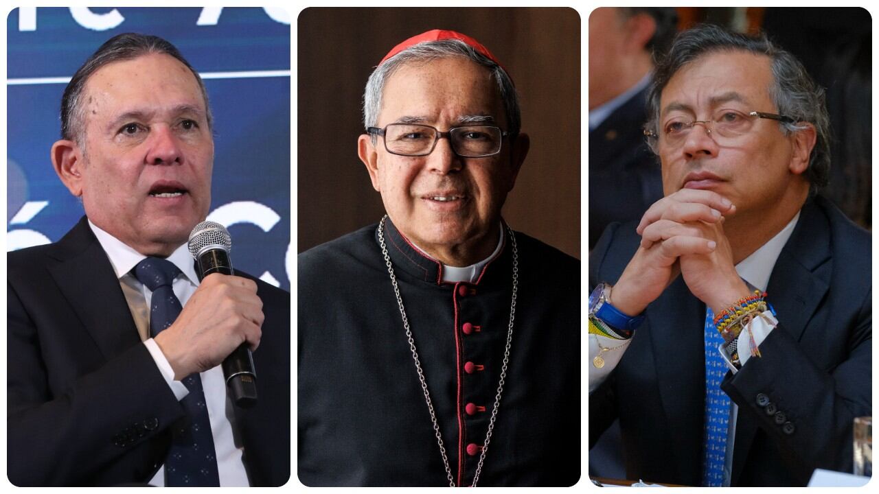 En la imagen el presidente del Senado, Efraín Cepeda, el primado de Colombia, Luis José Rueda; y el presidente de la República, Gustavo Petro.