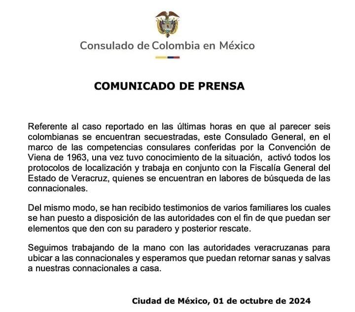 Comunicado Consulado Colombia en México