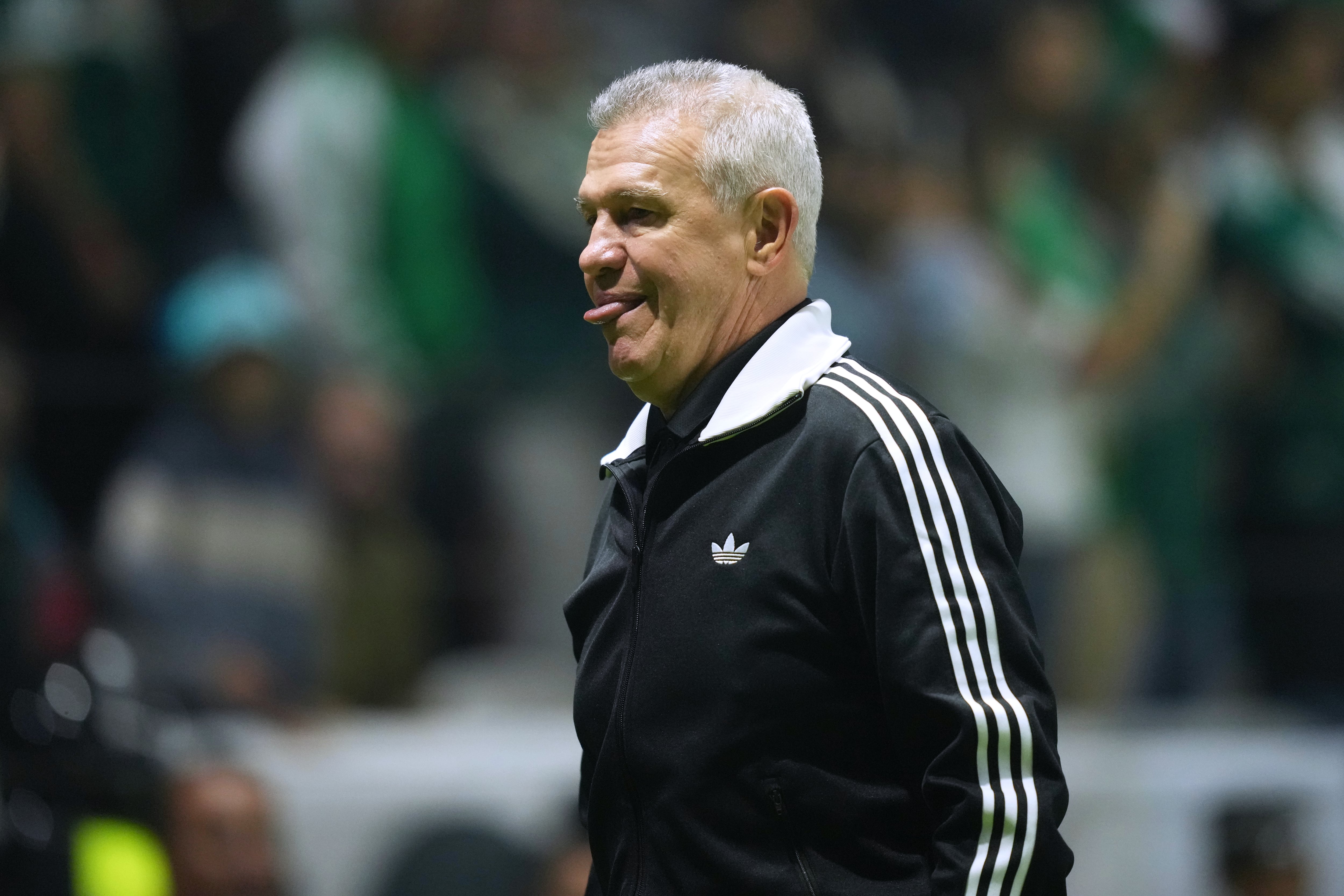 Mexico's coach Javier Aguirre reacts during an international friendly soccer match against Serbia in Toluca, Mexico, Thursday, June 4, 2026. (AP Photo/Moises Castillo)