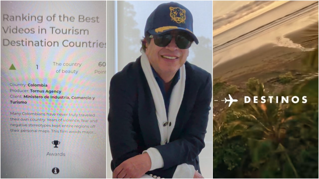 De izquierda a derecha: La invitación de Cannes a la Agencia Tornus, el expresidente Gustavo Petro y la imagen de uno de los videos promocionales de Colombia creados por dicha agencia