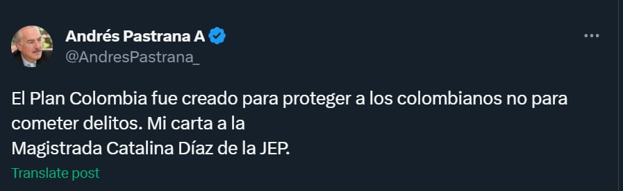 "El Plan Colombia fue creado para proteger a los colombianos no para cometer delitos".
