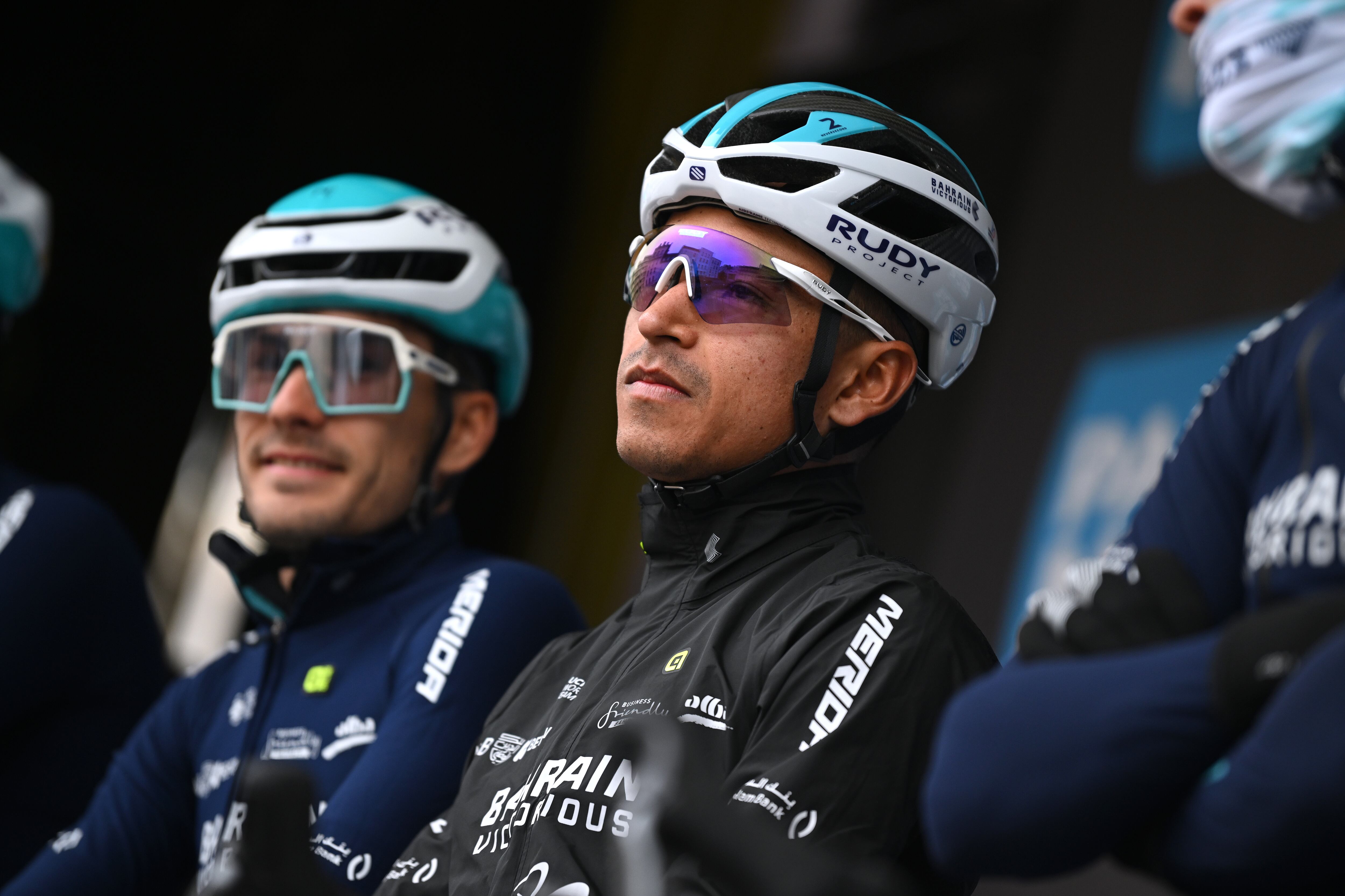 VICHY, FRANCE - MARCH 12: Santiago Buitrago of Colombia and Team Bahrain Victorious prior to the 83rd Paris - Nice 2025, Stage 4 a 163.4km stage from Vichy to La Loge des Gardes 1078m / #UCIWT / on March 12, 2025 in Vichy, France. (Photo by Dario Belingheri/Getty Images)