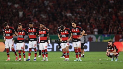 Jugadores de Flamengo en los penaltis
