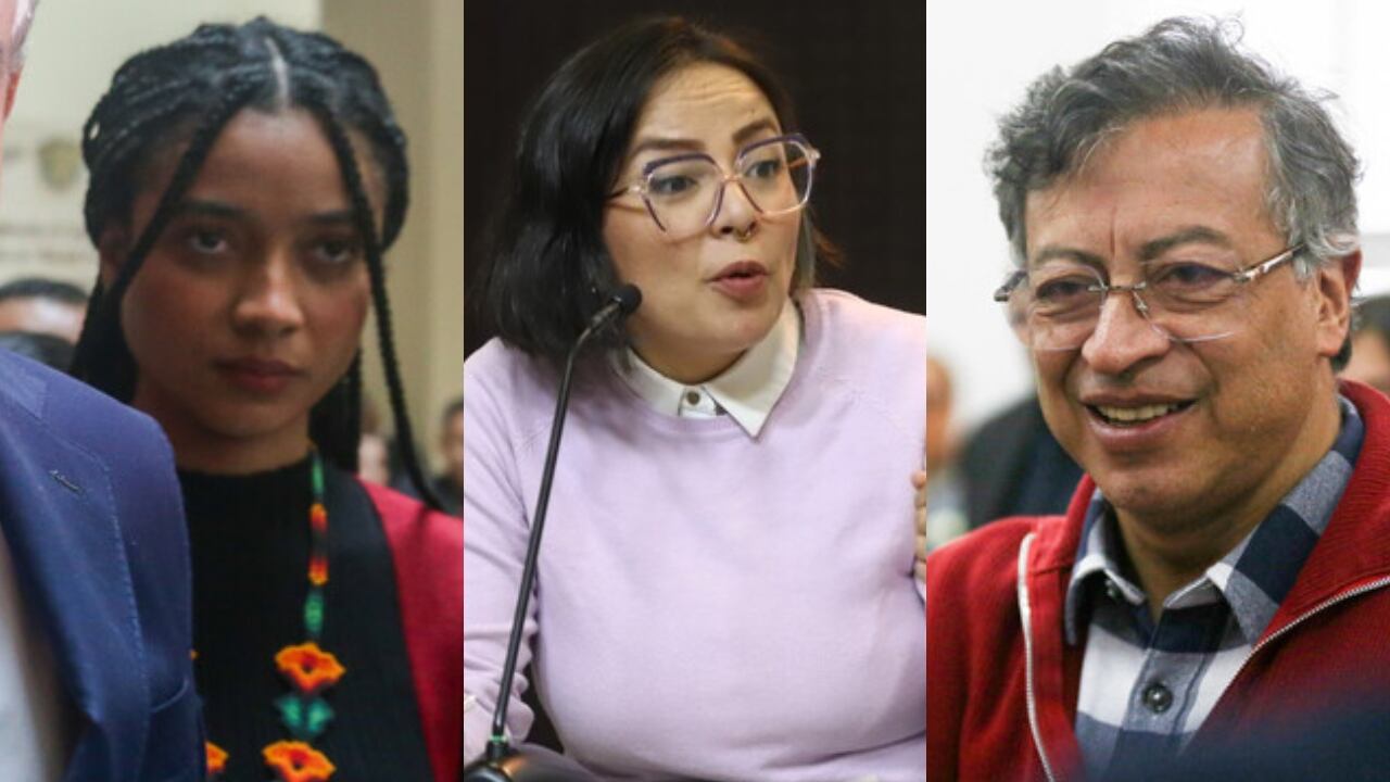 De izquierda a derecha: Juliana Guerrero, Jennifer Pedraza y Gustavo Petro.