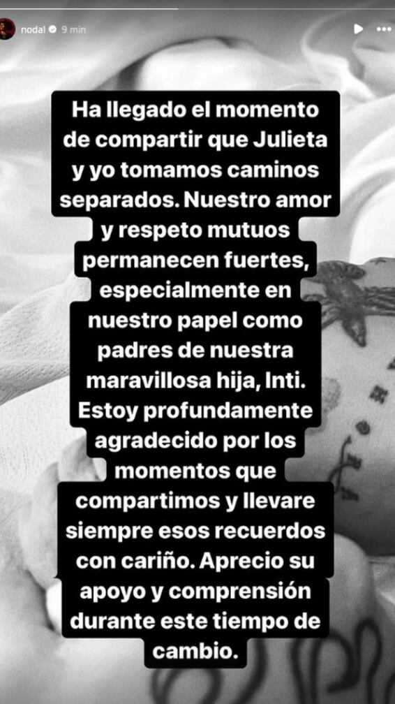 Mensajes de ruptura de Nodal y Cazzu