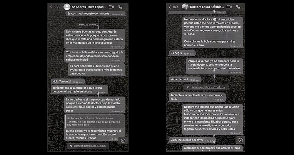 Conversaciones de Andrés Parra y Laura Sarabia.
