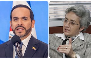 El presidente de la República, Abelardo De La Espriella, y la ministra de Educación, Ilva Miryam Hoyos.