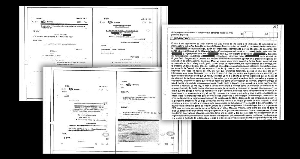   SEMANA conoció en exclusiva el interrogatorio de Juan Carlos Ángel Cáceres Bayona en la Fiscalía, así como los chats de Emilio Tapia.