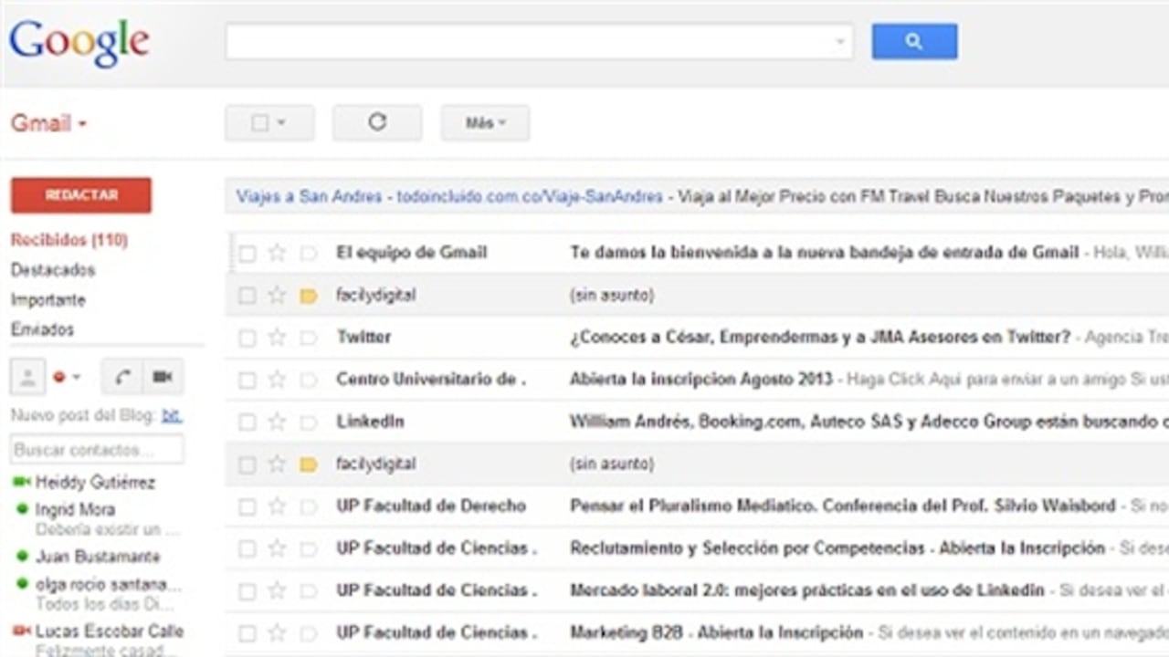 El nuevo servicio de Gmail clasifica el correo en diferentes pestañas.