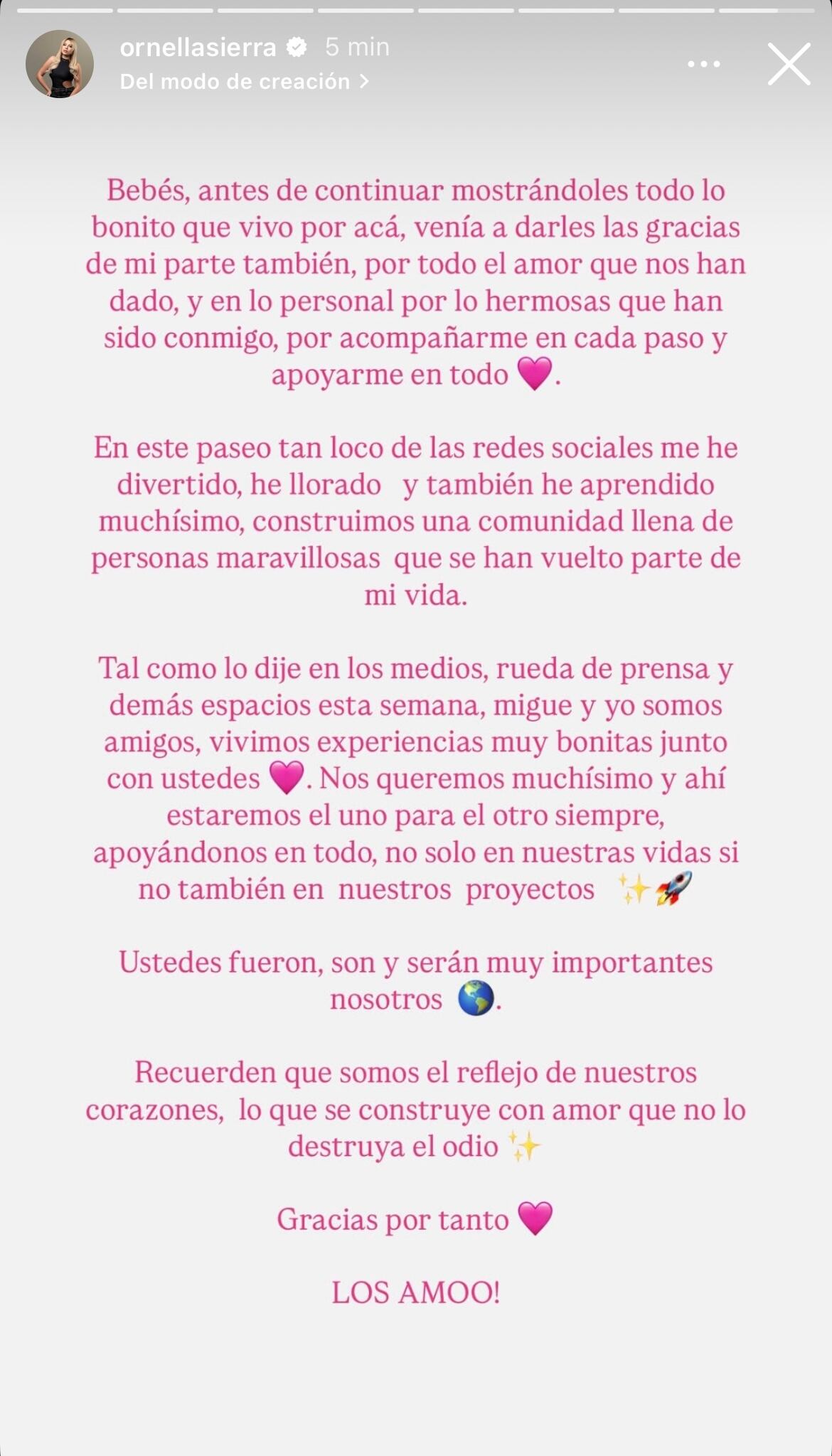 Ornella Sierra habló de su ruptura con Miguel Bueno