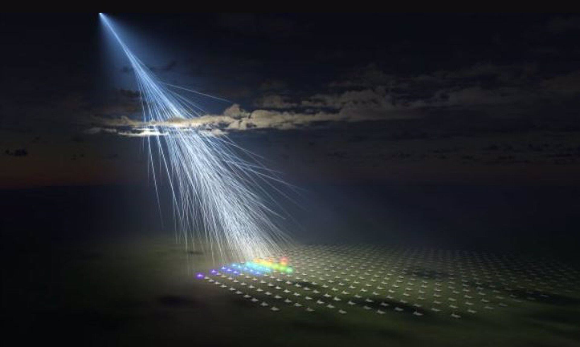 Ilustración artística de un rayo cósmico.