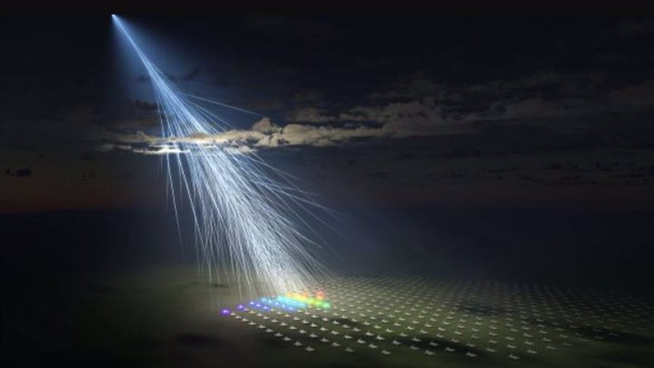 Ilustración artística de un rayo cósmico.