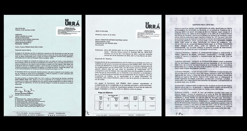  Estos son los oficios con los que Luxpower pidió en repetidas ocasiones millones de dólares en recursos adicionales a Urrá.