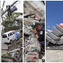 De izquierda a derecha: Imágenes de los terremotos en Venezuela, Japón, Colombia, Indonesia y España, respectivamente