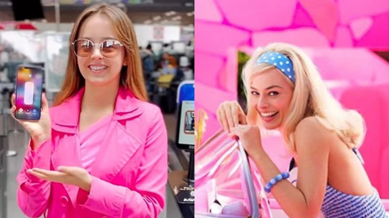 El aeropuerto hizo viral el video inspirado en la próxima película de 'Barbie'. Fotos: Captura de pantalla Instagram @bogeldorado y Warner Bros.