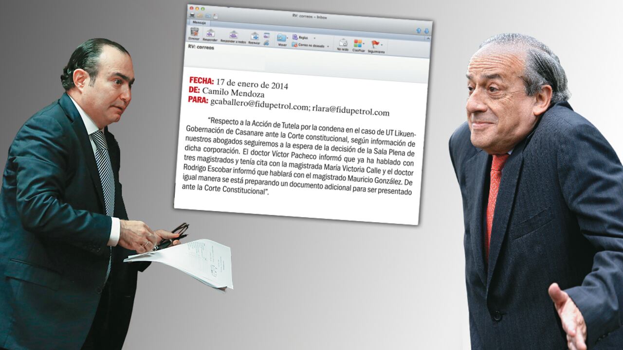 Este correo, enviado por el secretario de Fidupetrol al presidente de la empresa, Guillermo Caballero, deja en evidencia que el abogado Víctor Pacheco lideraba la ofensiva en la Corte Constitucional y que él había abordado no solo a Jorge Pretelt sino a otros magistrados.