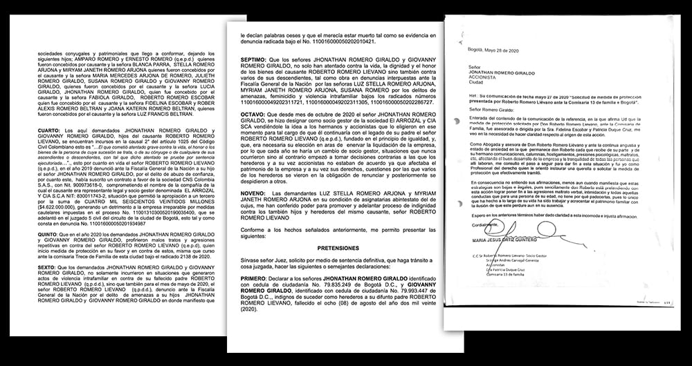 Los documentos conocidos por SEMANA reposan en la Fiscalía y probarían la disputa familiar por el control de la empresa El Arrozal.