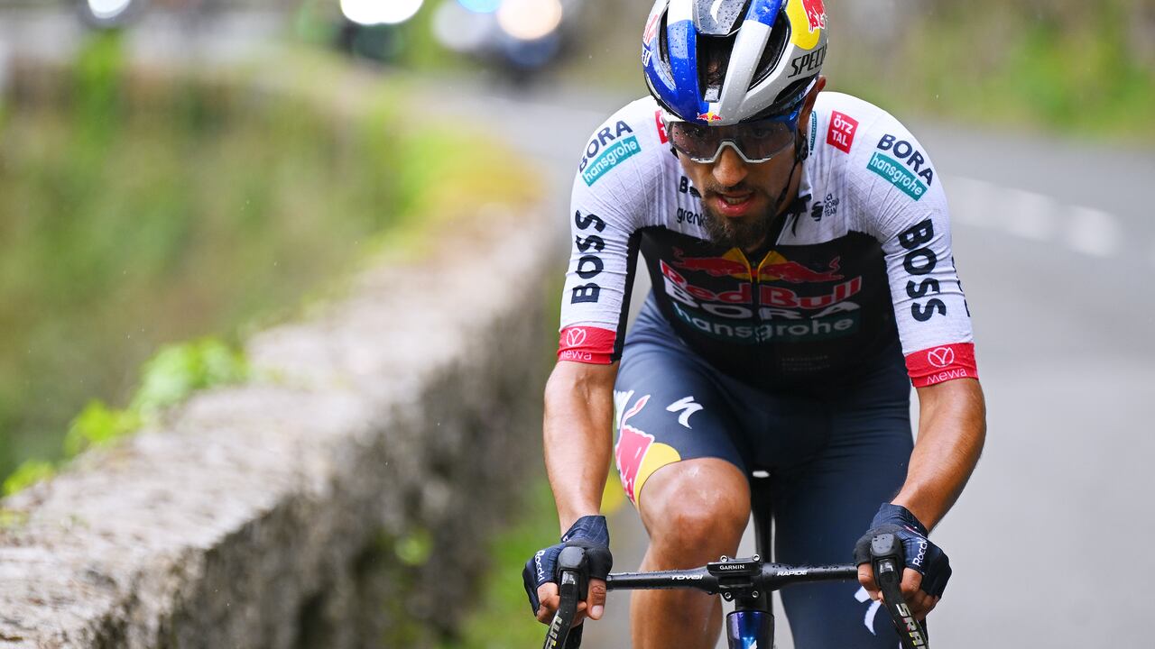 EIBAR, SPAIN - APRIL 12: Daniel Felipe Martinez of Colombia and Team Red Bull - BORA - hansgrohe competes in the chase group during the 64th Itzulia Basque Country 2025, Stage 6 a 153.4km stage from Eibar to Eibar / #UCIWT / on April 12, 2025 in Eibar, Spain. (Photo by Tim de Waele/Getty Images)