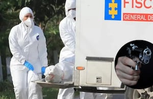 Pistola y levantamiento de cadáver por parte del CTI de la Fiscalía.