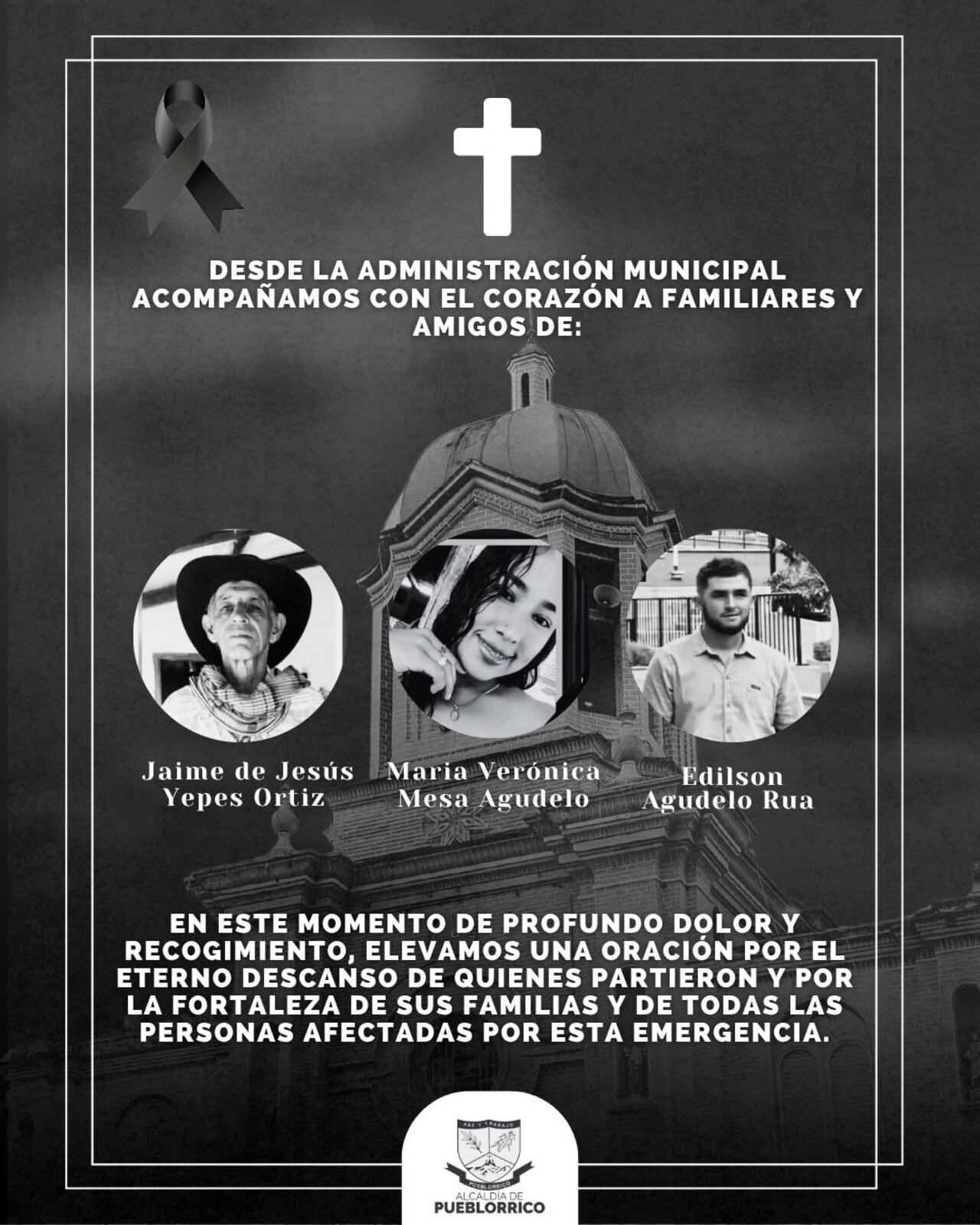 Tres personas murieron en emergencia en Pueblorrico, Antioquia.