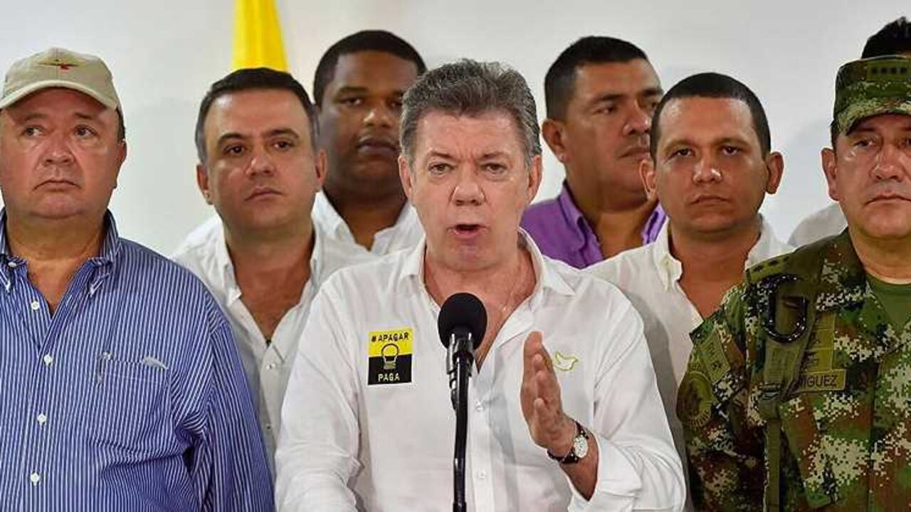 El presidente Juan Manuel Santos, este viernes en Montería, al término de un consejo extraordinario de seguridad
