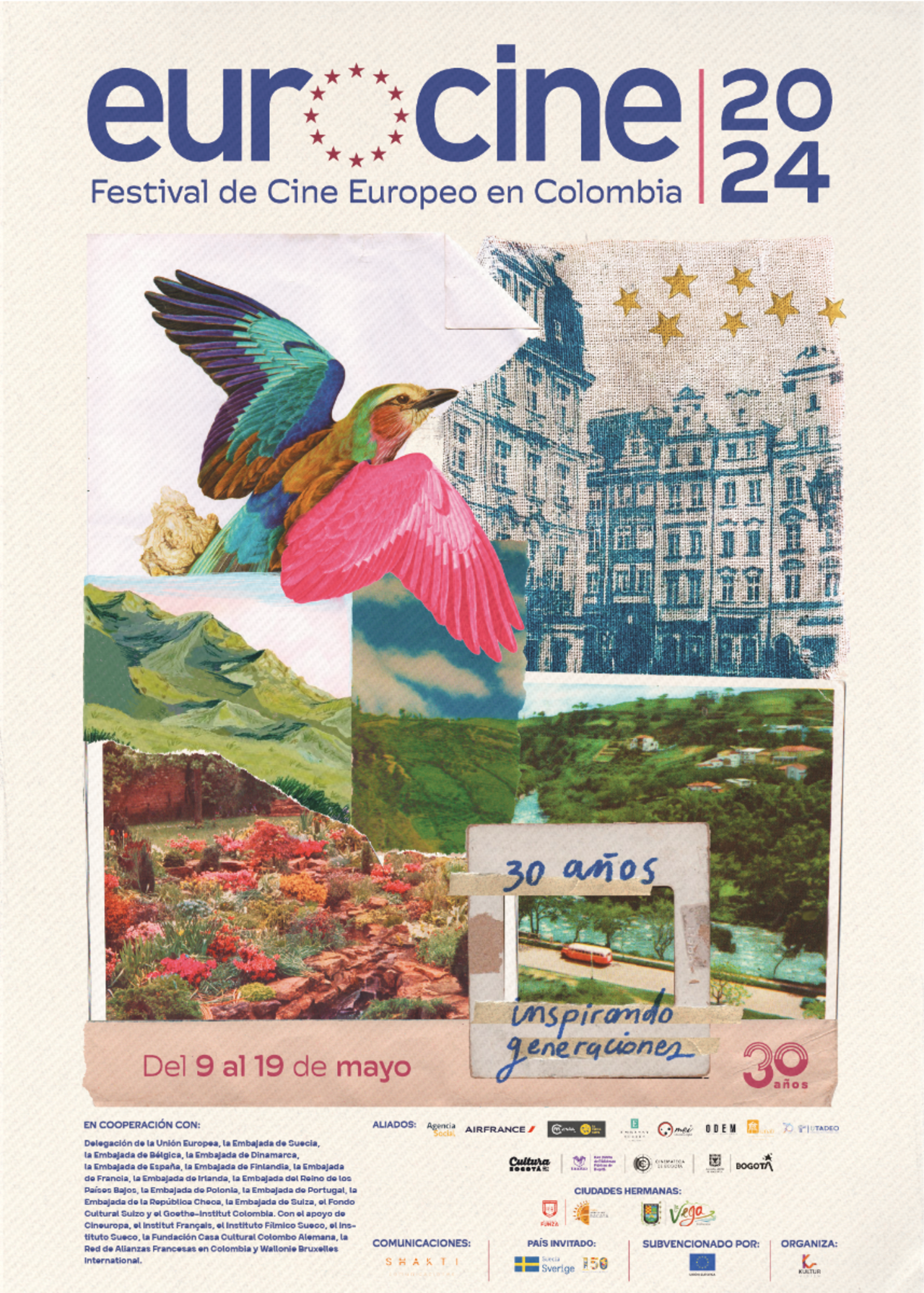 El afiche oficial de la edición 30 de Eurocine tuvo el apoyo de Laura Agudelo, María Fernanda Romero y Sofía Ceballos.