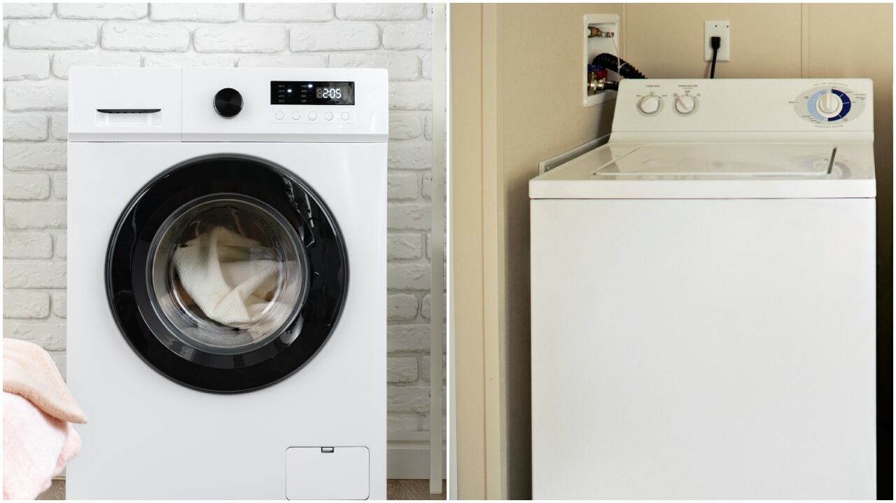 Lavadora de carga frontal y lavadora de carga superior.