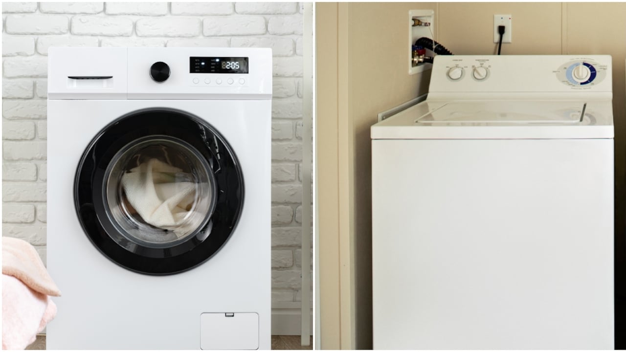 Lavadora de carga frontal y lavadora de carga superior.