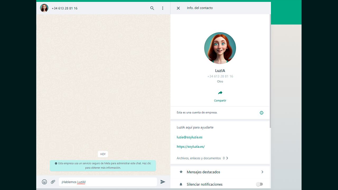 Chat con la inteligencia artificial de LuzIA, charbot similar a ChatGPT.