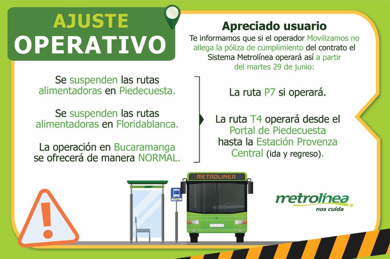 En Bucaramanga, Metrolínea anuncia ajustes en sus rutas, estas son las novedades