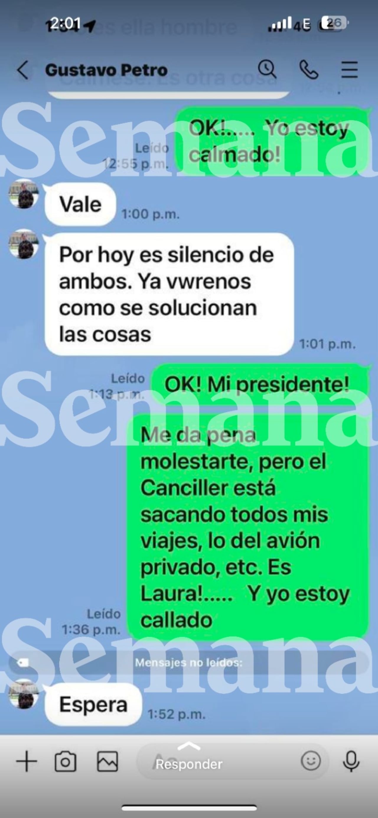 Este es el chat entre el presidente Gustavo Petro y el embajador Armando Benedetti.
