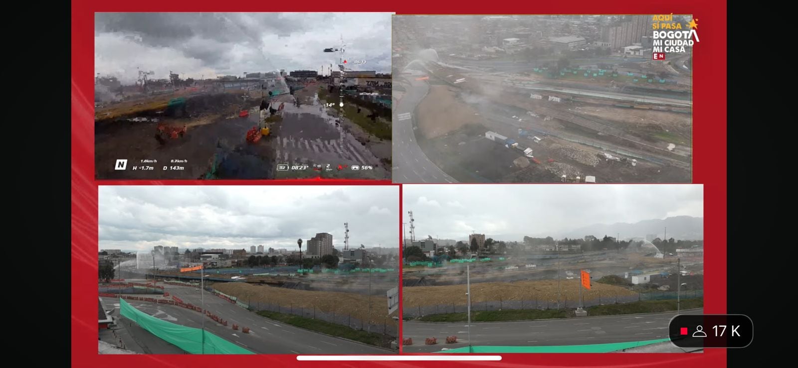 Momento posterior de la implosión controlada de los antiguos puentes en la calle 13 con carrera 50, en Puente Aranda.