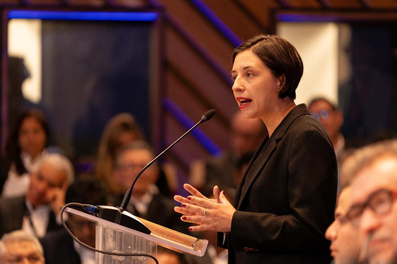 Martha Carvajalino, ministra de Agricultura, en la instalación del 94 Congreso Nacional Cafetero en Bogotá.